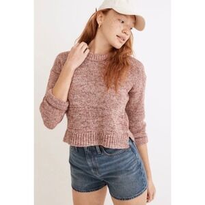 Madewell Women's Millcrest Cropped Pullover Sweater Spacedye Berries Pink Medium